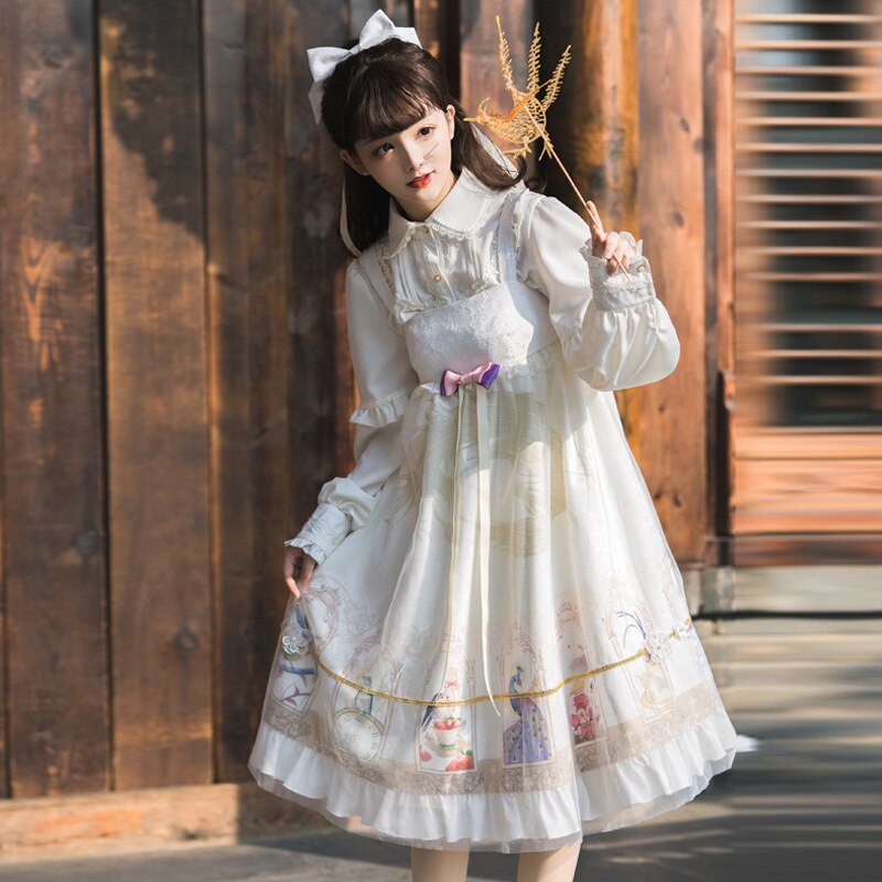 Lolita blus retro volang blus dam skjorta turtleneck krage långärmad formella blusar topp dam vintage skjorta