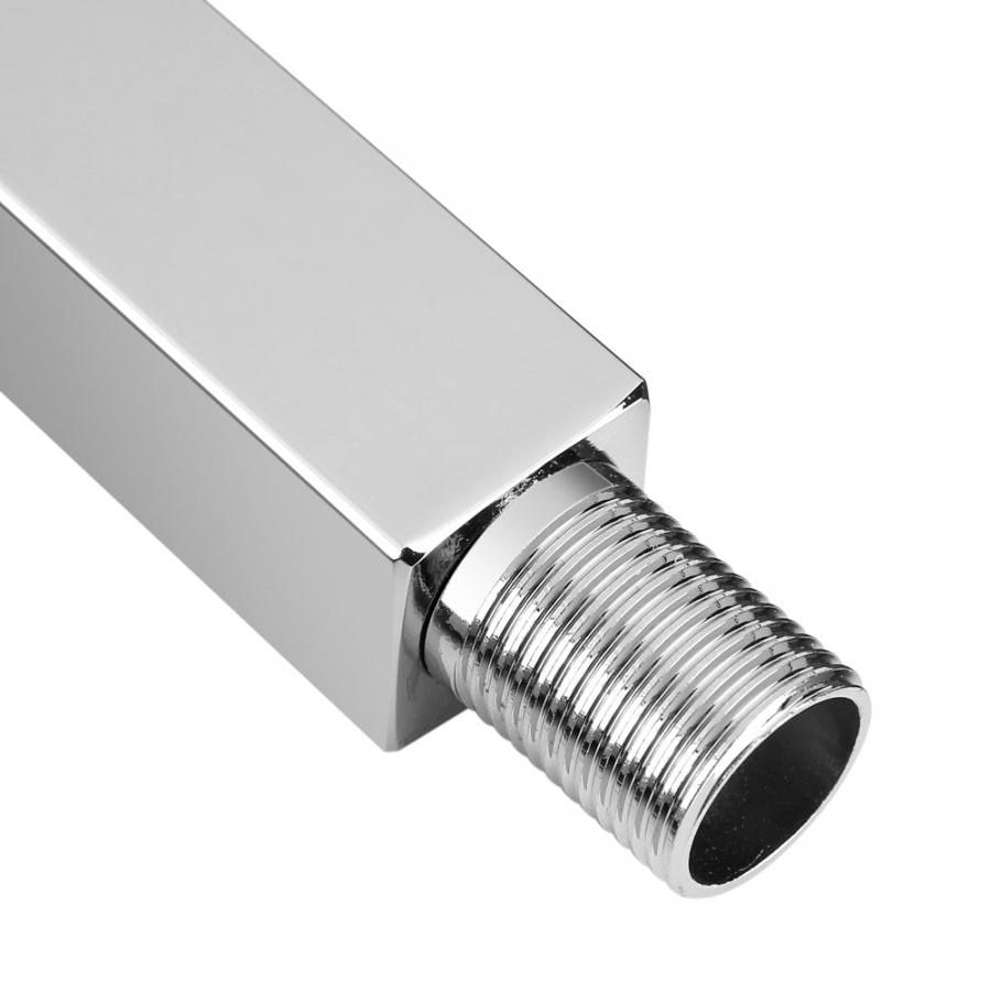 11.8 Inch Shower Arm with Flange, Chrome Square Wall Mounted Fixed Rain Shower Head Arm Extension Universal