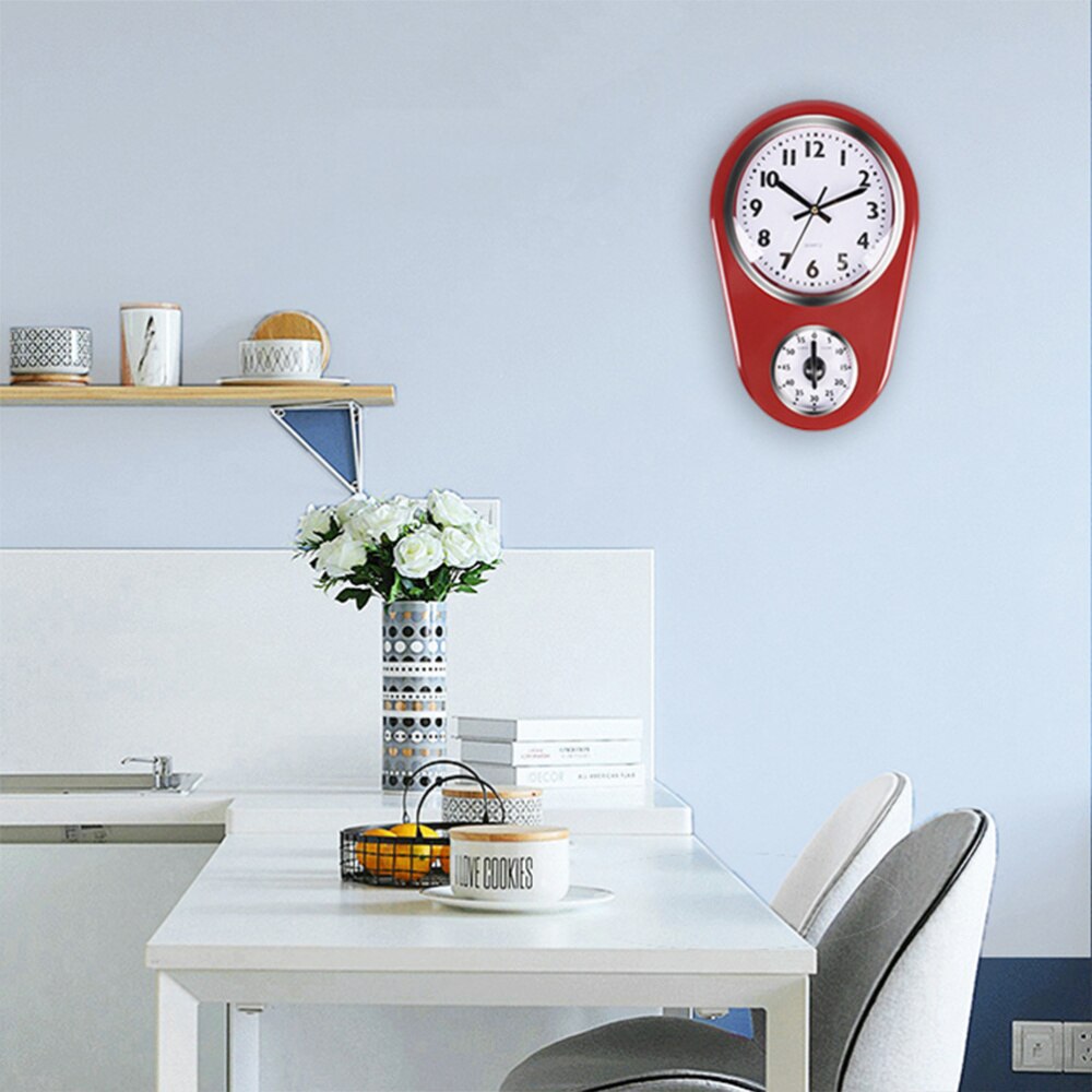 1pc Kitchen Timer Wall Clock Household Timer Modern Style without Battery for Home (Red)