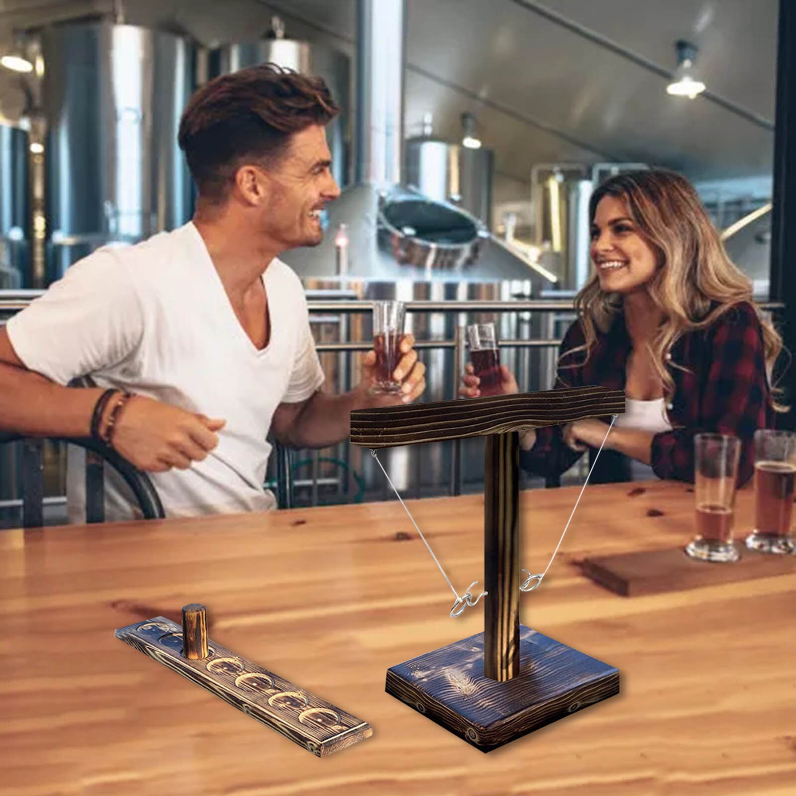 Partij Speelgoed Leisure Industriële Stijl Bar Drink Shop Handgemaakte Houten Ring Toss Haken Snelle Interactief Spel Voor Bars thuis