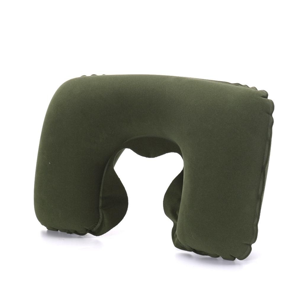 Unctional Opblaasbare Nekkussen Opblaasbare U-vormige Reizen Kussen Auto Hoofd Hals Rest Luchtkussen Voor Reizen Nekkussen: Army Green