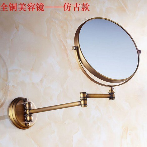 Antique bathroom folding makeup sided mirror retractable folding magnifier beauty mirror Rose gold