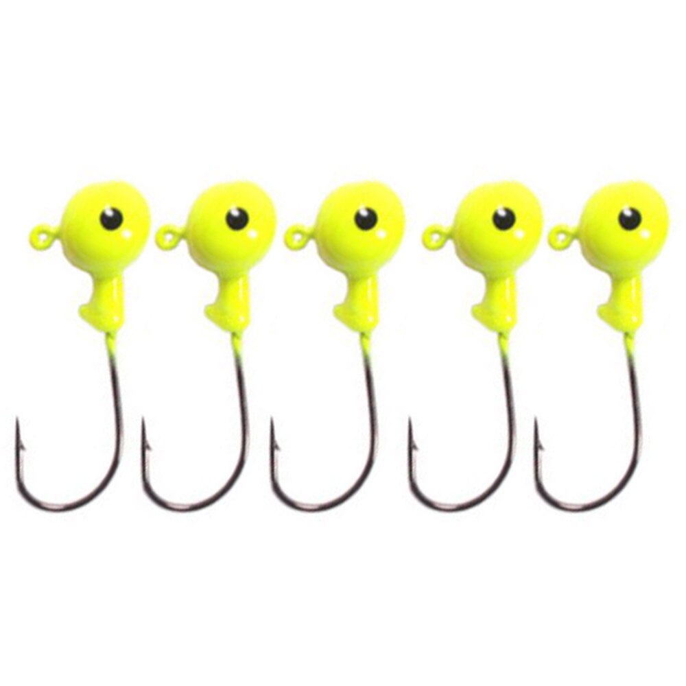 5 stuks lood kleurrijke ronde jigkop kunstaas vishaak visgerei vishaken voor zee rivier meer vishaak: 7g gele 5 stuks