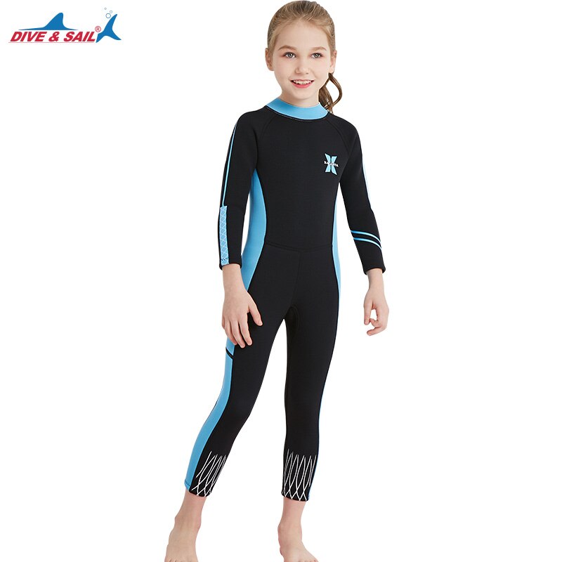 2.5mm neopreen surfpakken voor meisjes met lange mouwen, wetsuits, rashguards, duikpakken voor kinderen, volledige uv-duikpakken, zwemkleding en badpakken.