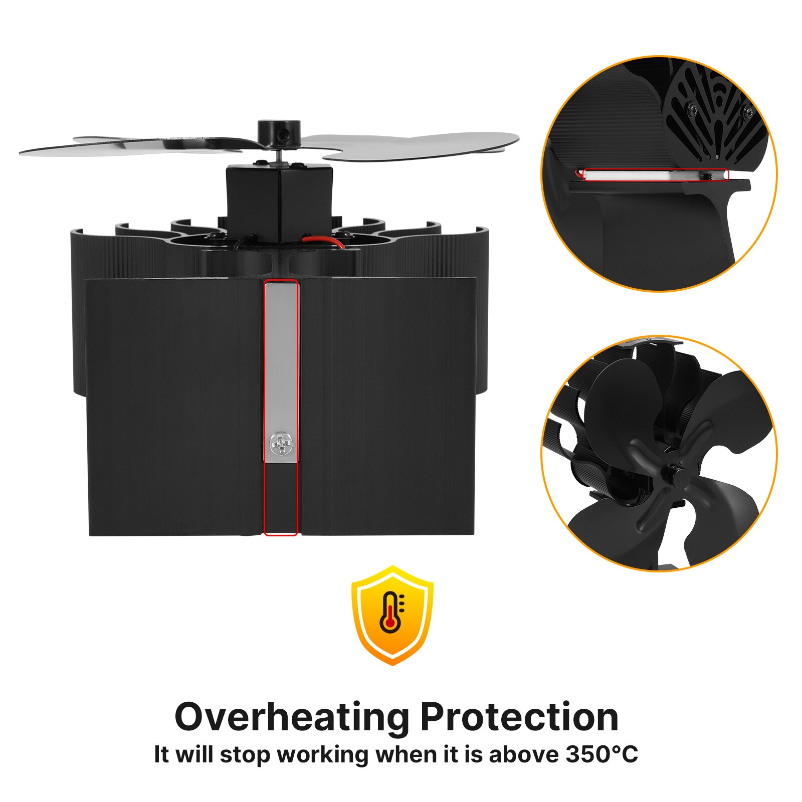 Ecofan-ventilador de 4 aspas para estufa, sistema de ventilado de para quemador de madera, silencioso, seguro y ecológico, para la chimenea del hogar