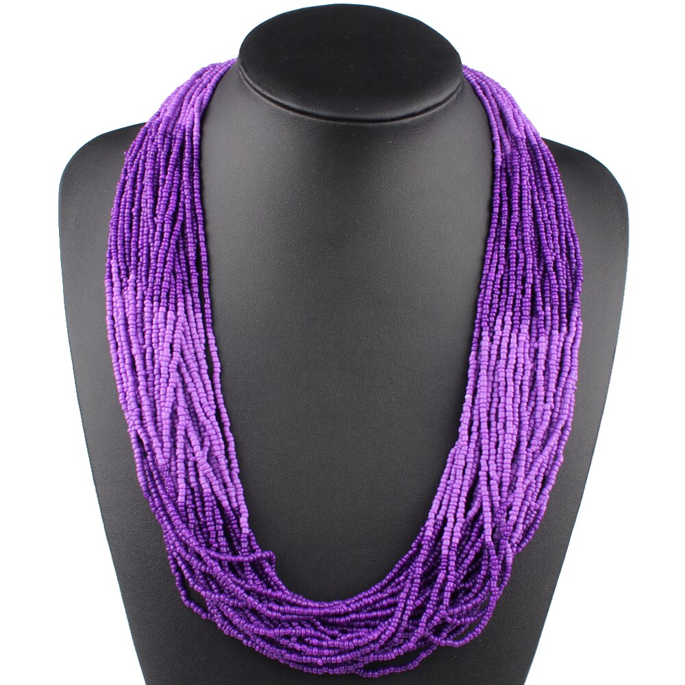 Claire jin håndlavede små perler streng farverig boheme halskæde kvinder choker flerlags halskæder vintage smykker