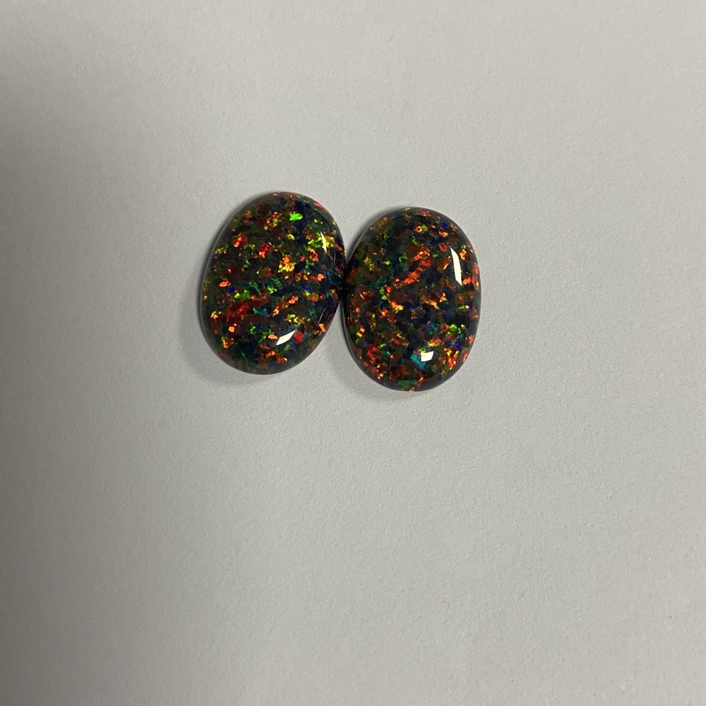 Ópalo creado en laboratorio para mujer, Gema suelta de ópalo, cabujón de 13x18mm, negro, ovalado, reverso plano, piedra de cabujón