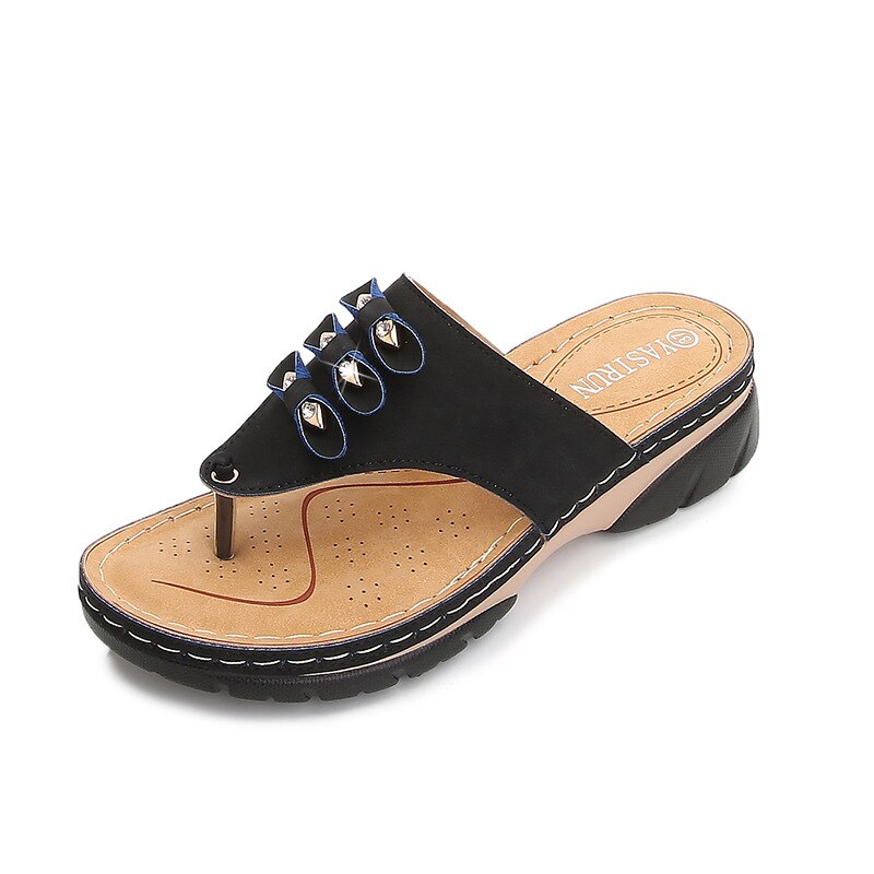 Sandales de plage à semelle compensée pour femmes, chaussures de Style à la , grande taille