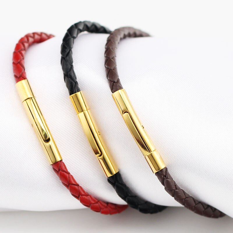 Pure Handmade Leather Bracelet Lover's Metal Leather Bracelet