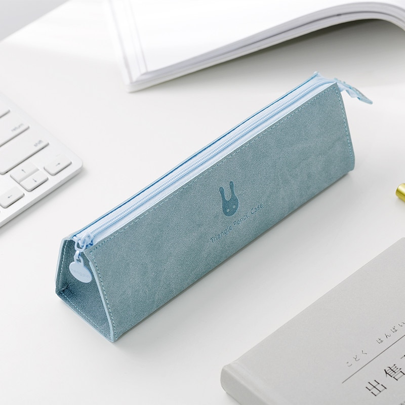 Estuche de lápices conciso de color sólido para chicas, estuches de lápices escolar para niñas, papelería, bolsa de lápices de lona, estuche escolar