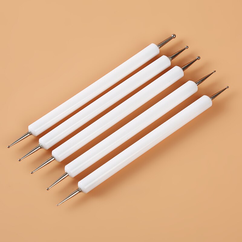 Pinceles de pintura bolígrafo de doble cabeza escultura tallada herramientas de arte artesanía cerámica muñecos de arcilla herramientas clavo punta pluma 5 unids/pack: White