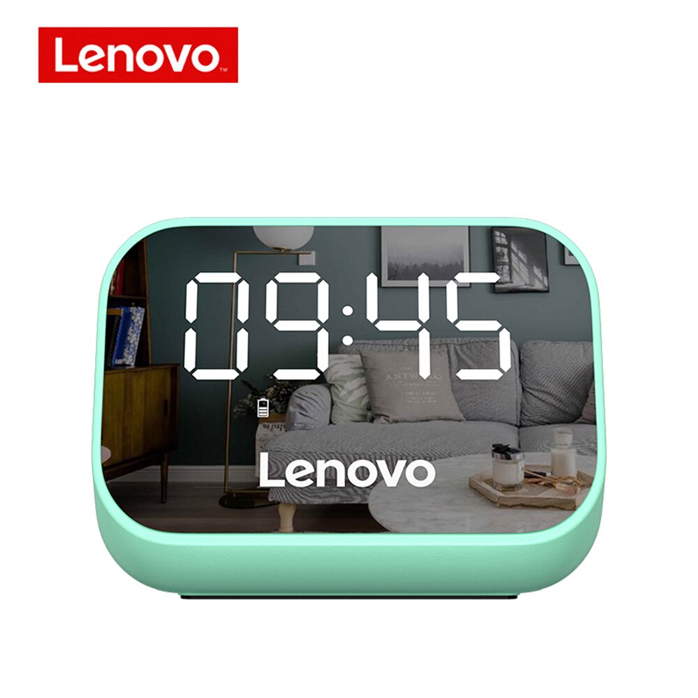 Lenovo TS13 Bluetooth Speaker Subwoofer Stereo Player LED Digital Smart Alarm Clock Desktop Clocks Bedroom Bedside Wake Up Clock: Green
