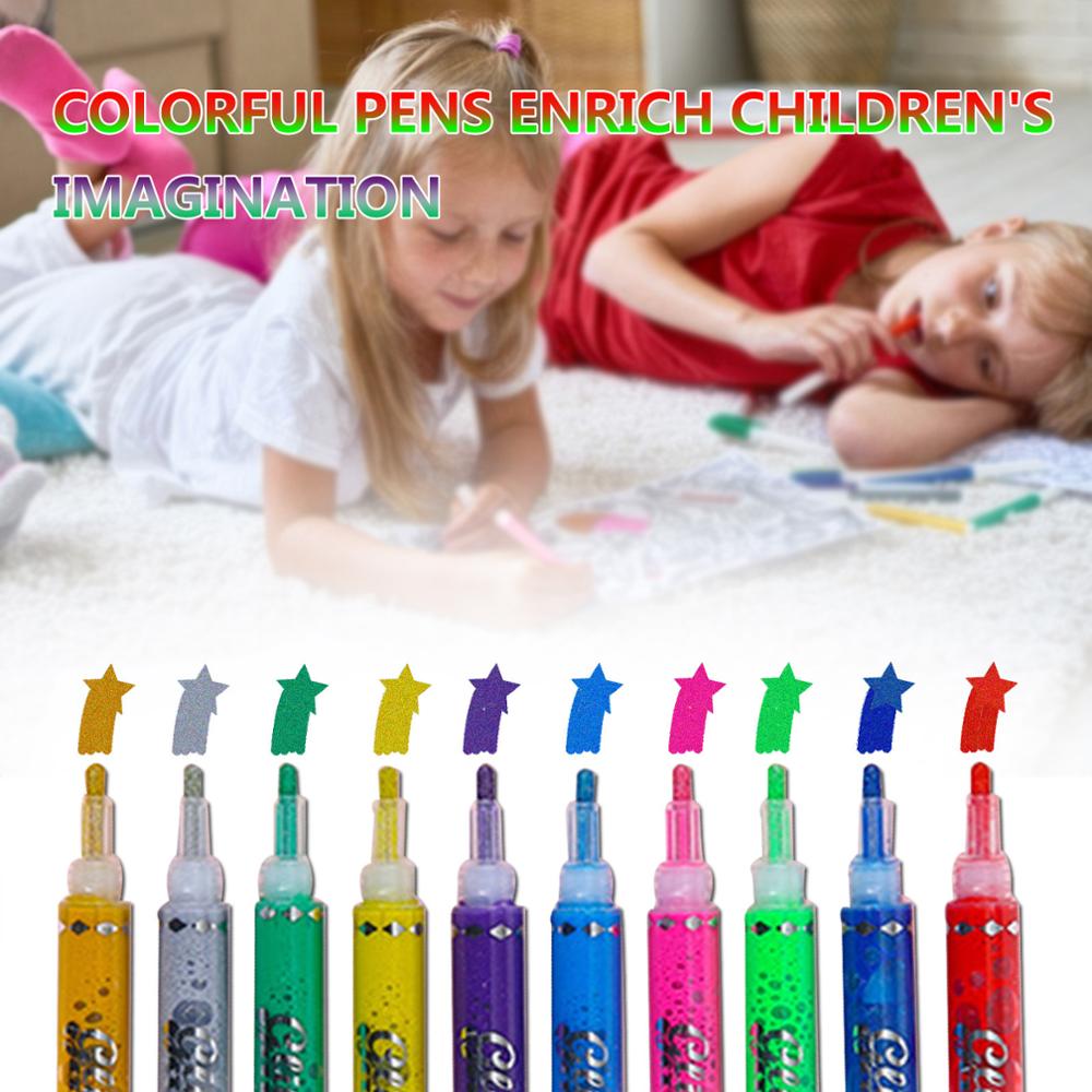 Rotuladores de doble línea, juego de plumas de dibujo, contorno mágico, 12/24/36, marcador de colores, pintura lavable, 5ml: 10pcsB