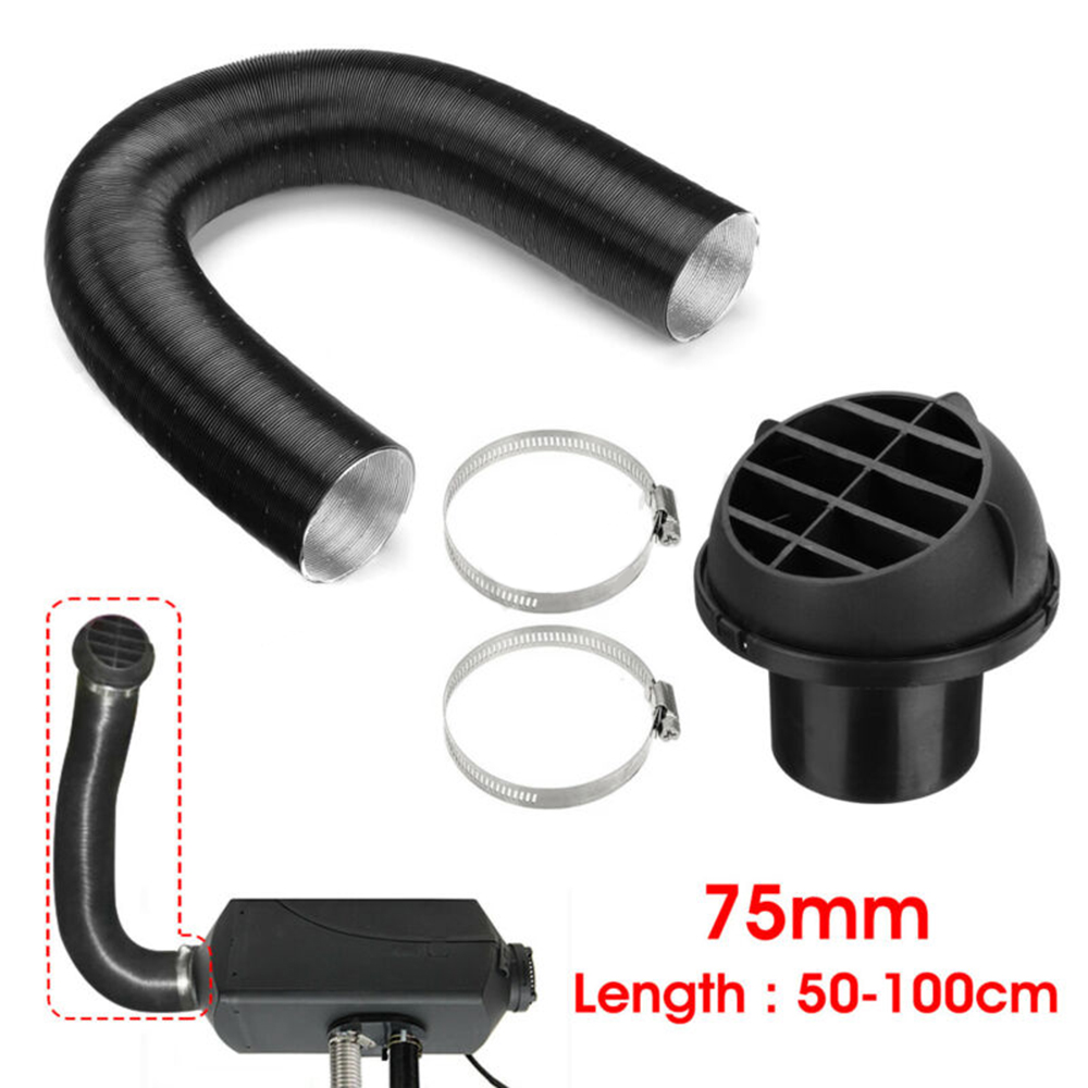 75mm Heater Pipe Duct +Warm Air Outlet + Hose Clip For Eberspacher Diesel Heater Ducting Vent Outlet