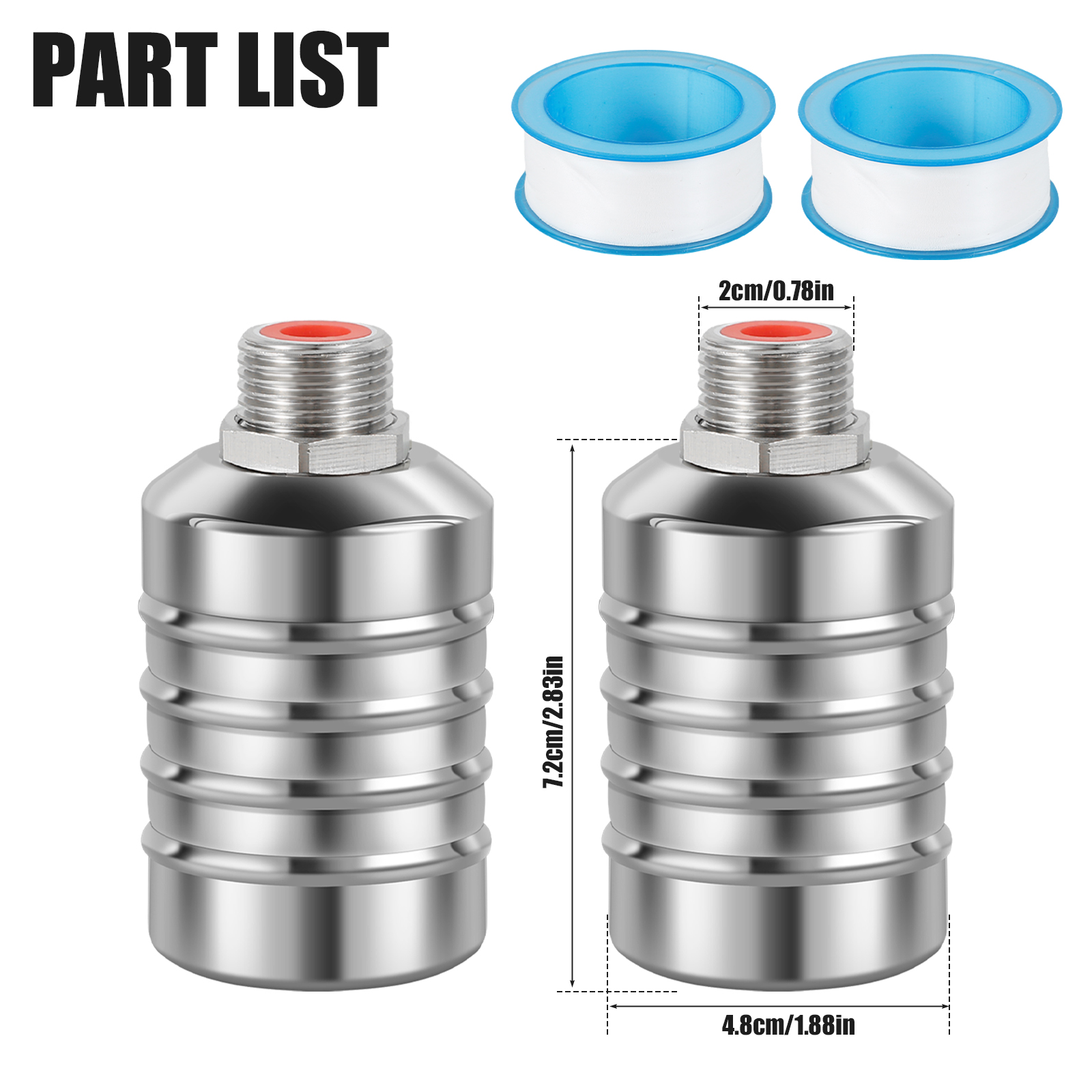 1/2 PCS Floating Ball Valve Automatic Water Level Control Valve 1/2 Stainless Steel Water Tank Valve Safe Water Tower Shutoff: Light Grey