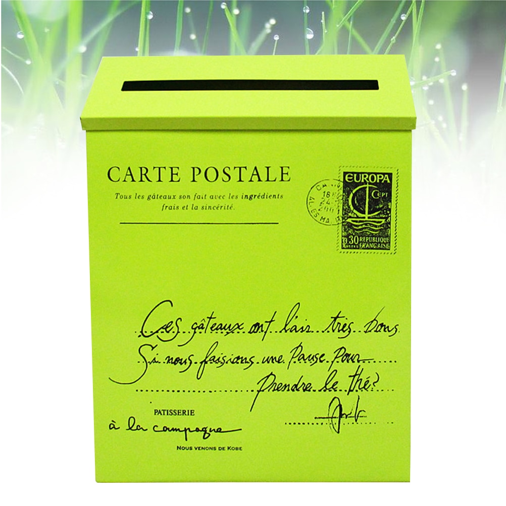 1pc Post Box Wall-mounted Decorative Retro Metal Mailbox Letter Box for Incoming Mail