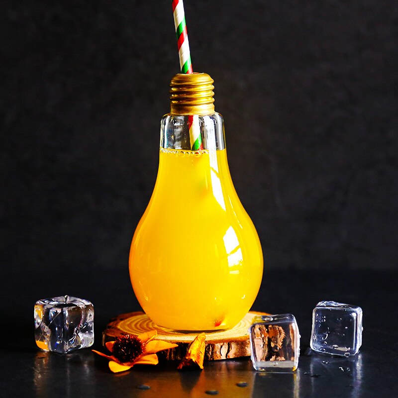 Kreative Lampe Globus Kühler Cola Strohhalme Becher Deckel Tragbare Kaltes Getränk Fruchtsaft Milchig Tee Lampe Birne Tasse Cocktail glas