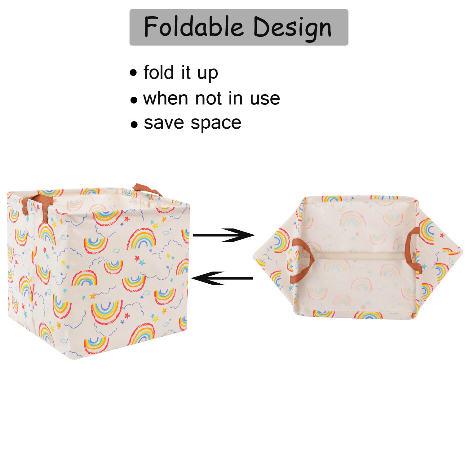 Large Capacity Square Folding Storage Basket Toys Clothes Organizer Waterproof Leather Handles Laundry Hampe Home Storage Bag