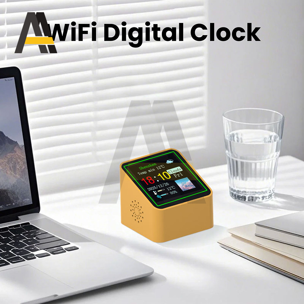 Multifunctioneel weerstation Digitale klok WiFi 1,54 inch Type-C 5V Power DIY Custom GIF Desktop Decoratie