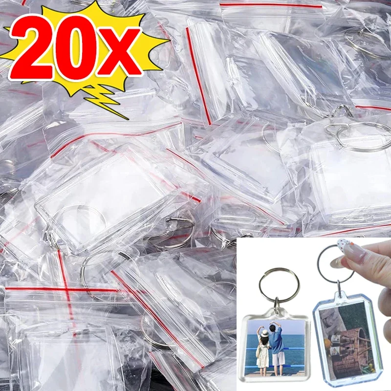 5-20pcs Transparent Photo Frame Keychain Tassels Snap-In Custom Insert Photo Acrylic Blank Keyring Clear Blank Picture Pendant