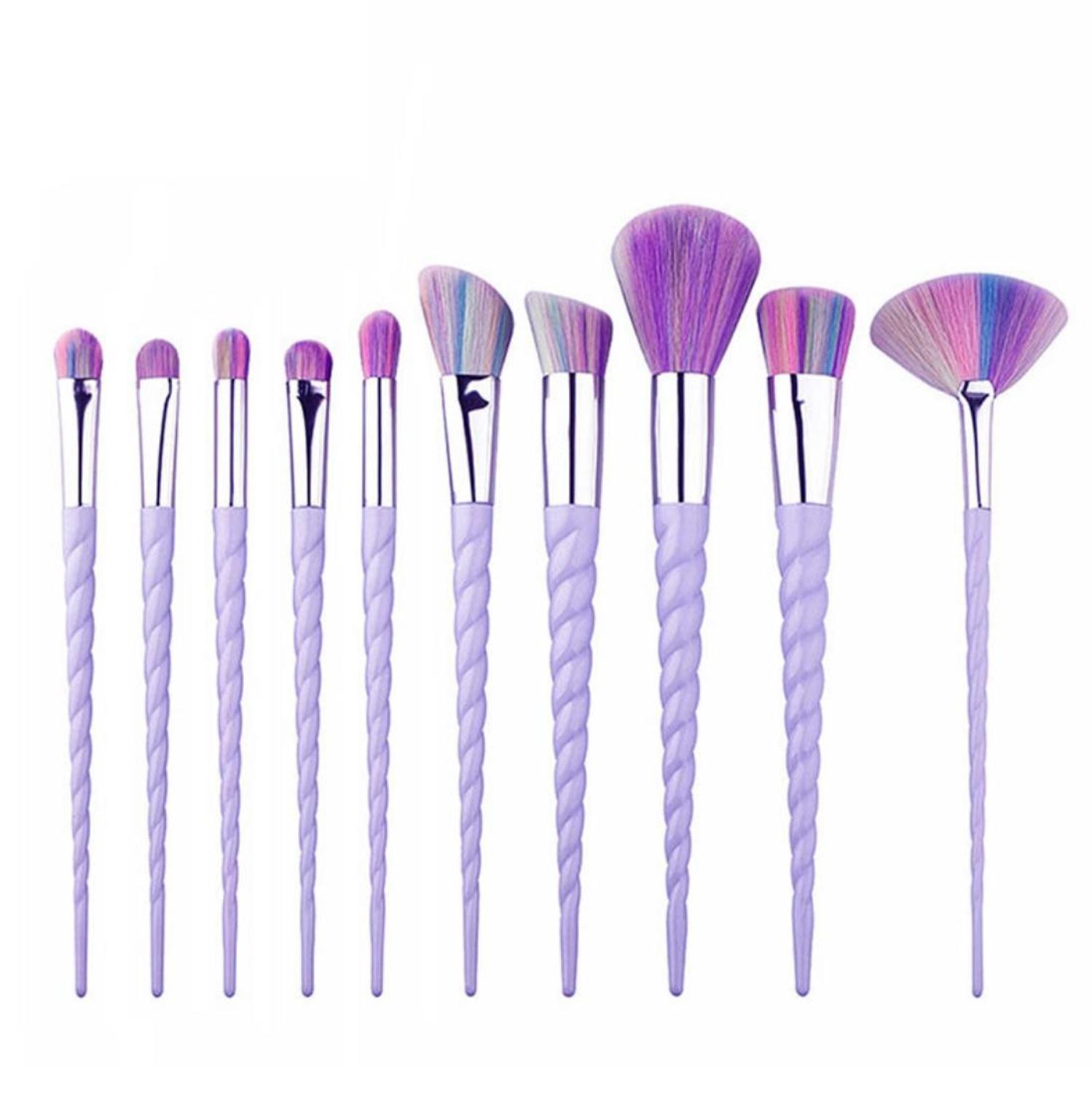 10 brochas de maquillaje de unicornio brochas de maquillaje de cuerno espiral blanco
