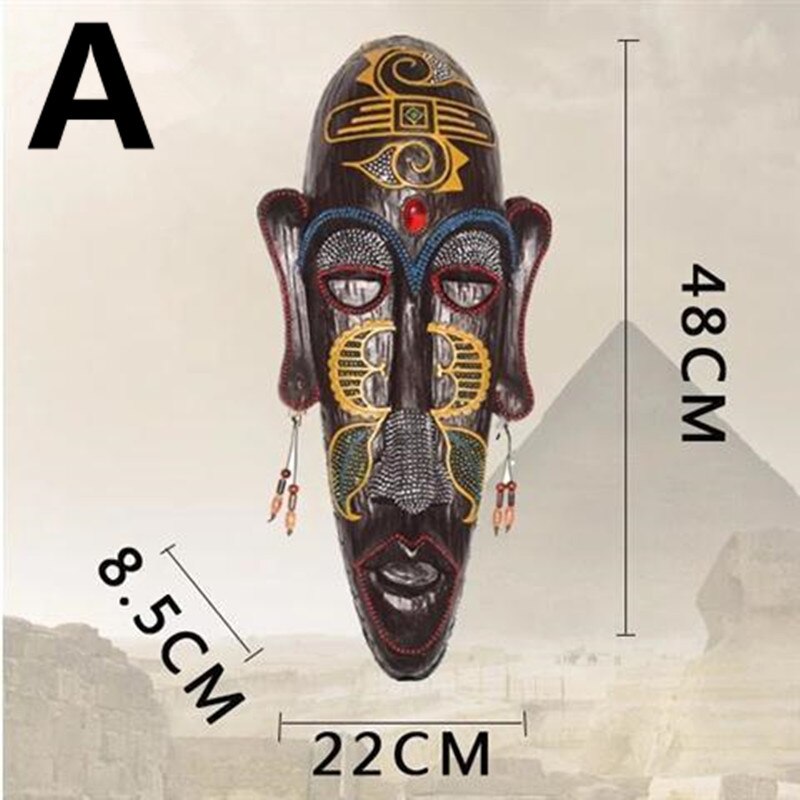 3D Resin Hand-Painted Crafts African Mask Personality Retro Wall Hanging Decoration Home Living Room Bar Decoration