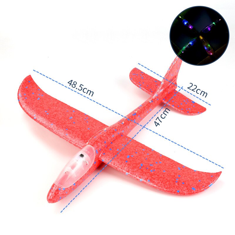 48 CM DIY Hand Throw Airplane EPP Foam Launch fly Glider Planes Model Aircraft Outdoor Fun Toys for Children Plane Toys Game: full gloss-red