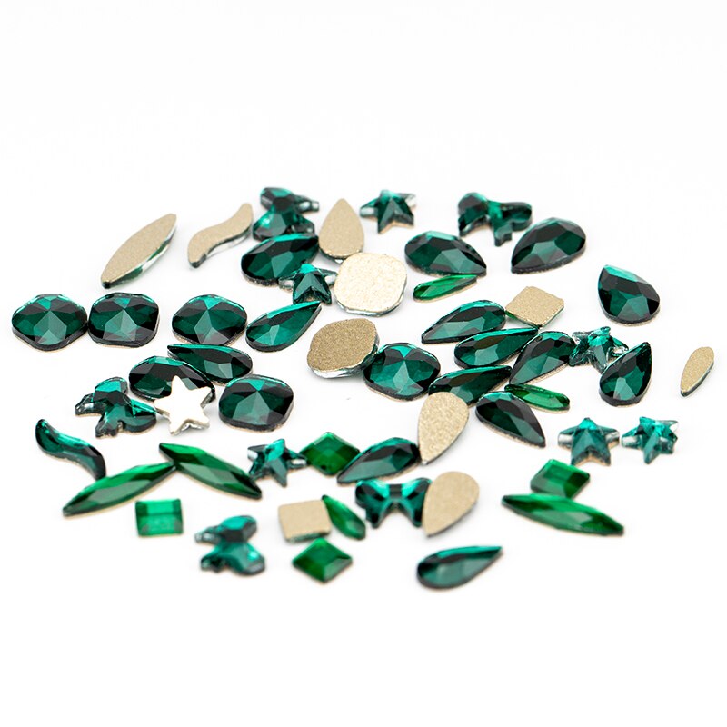 VDD 100 stuks glas nail art steentjes plaksteen strass glitter kristal strass gemengde vorm diamant glanzende doe-het-zelf ambachten decoratie: oranje