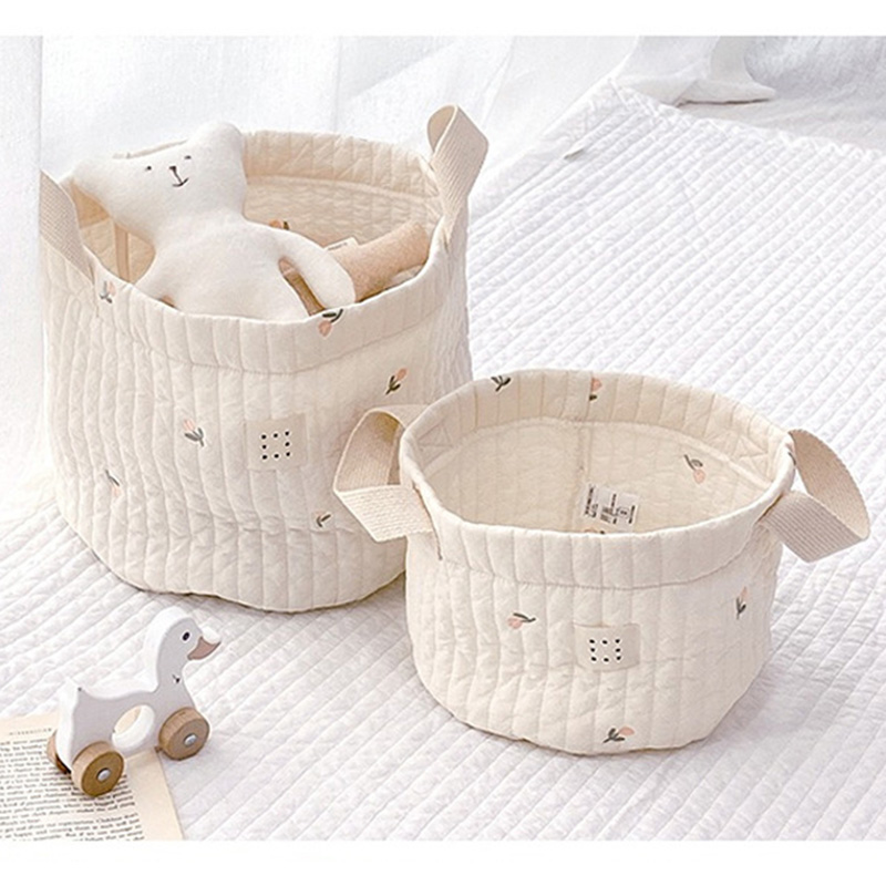 Sacs à couches brodés ours fleur pour bébé garçon fille -né sac à couches organisateur pour maman vêtements jouets sac de rangement panier