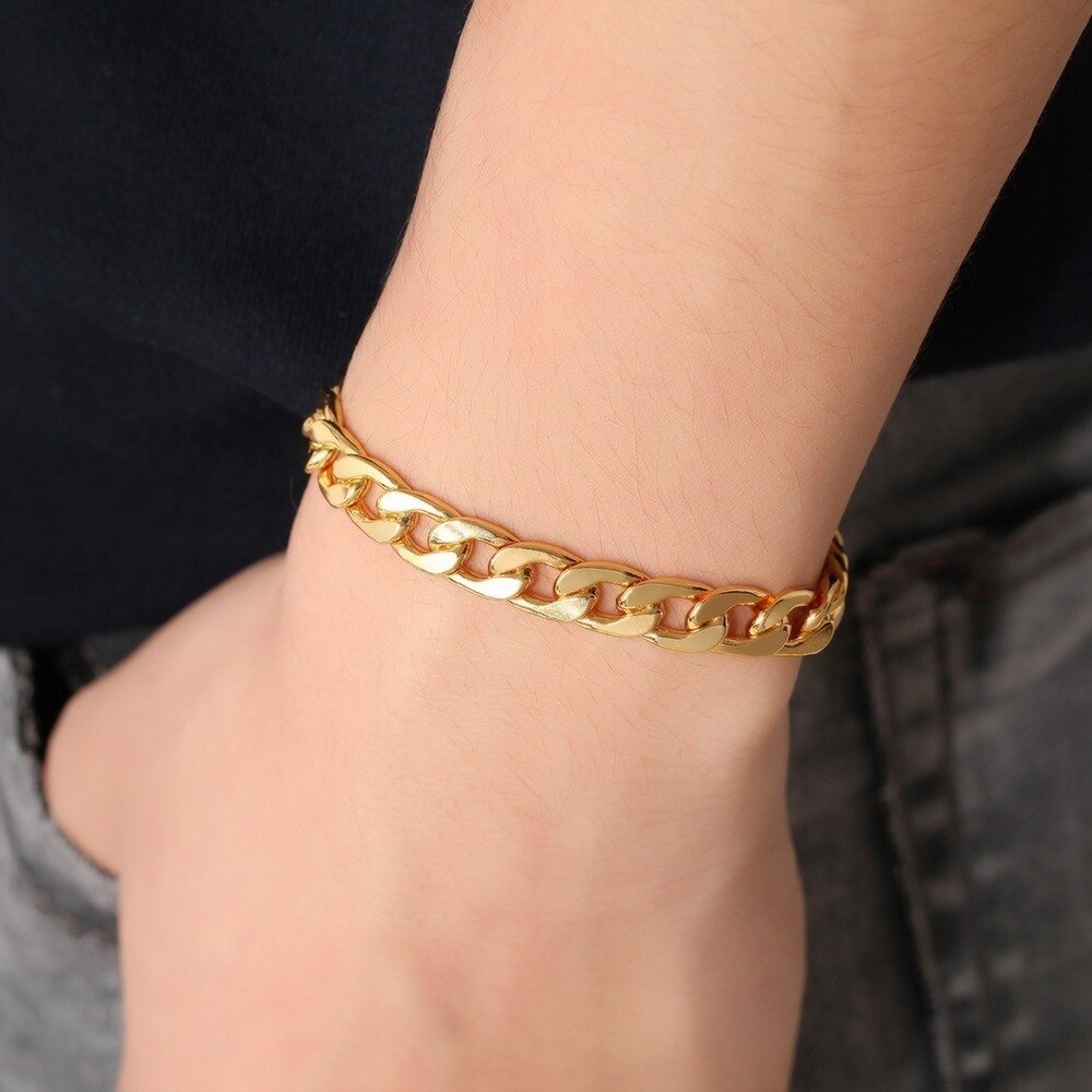 36L Stainless Steel Cuban Chain Men's Bracelet Metal Accessories Two Colors