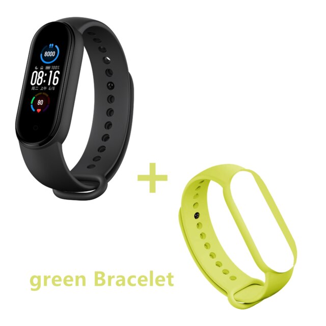 Xiaomi Mi Band 5 Wristband Stress Female Health Smart Blacelet Heart Rate Sleep Step Swim Sport Monitor APP Push Alarm: green Bracelet