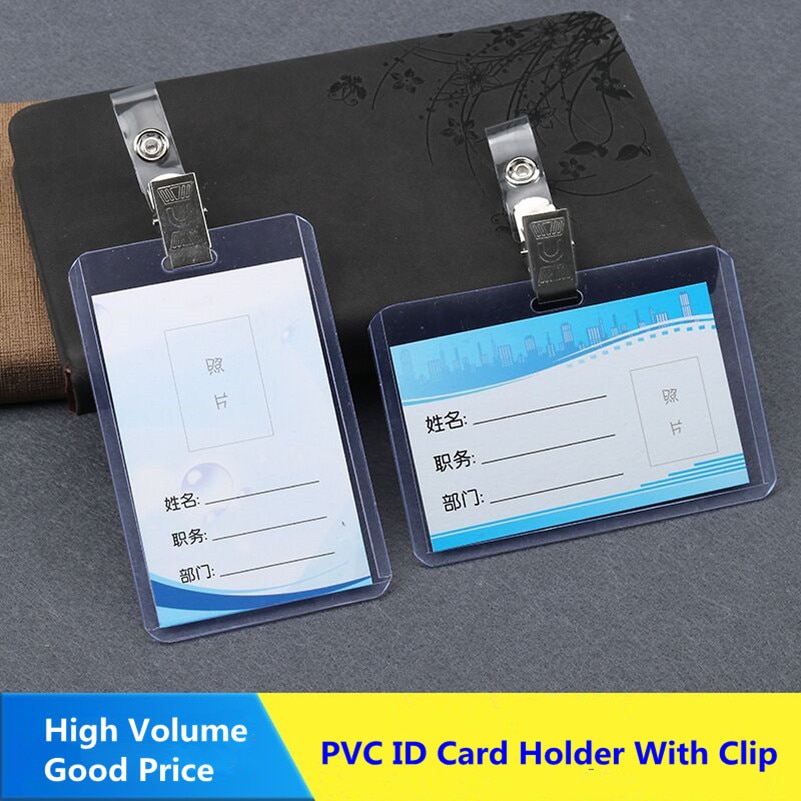 Heavy Duty Clear Transparent Plastic PVC Vertical ID Card Name Badge Holder Sleeve Pouch with Waterproof Type Resealable Zip