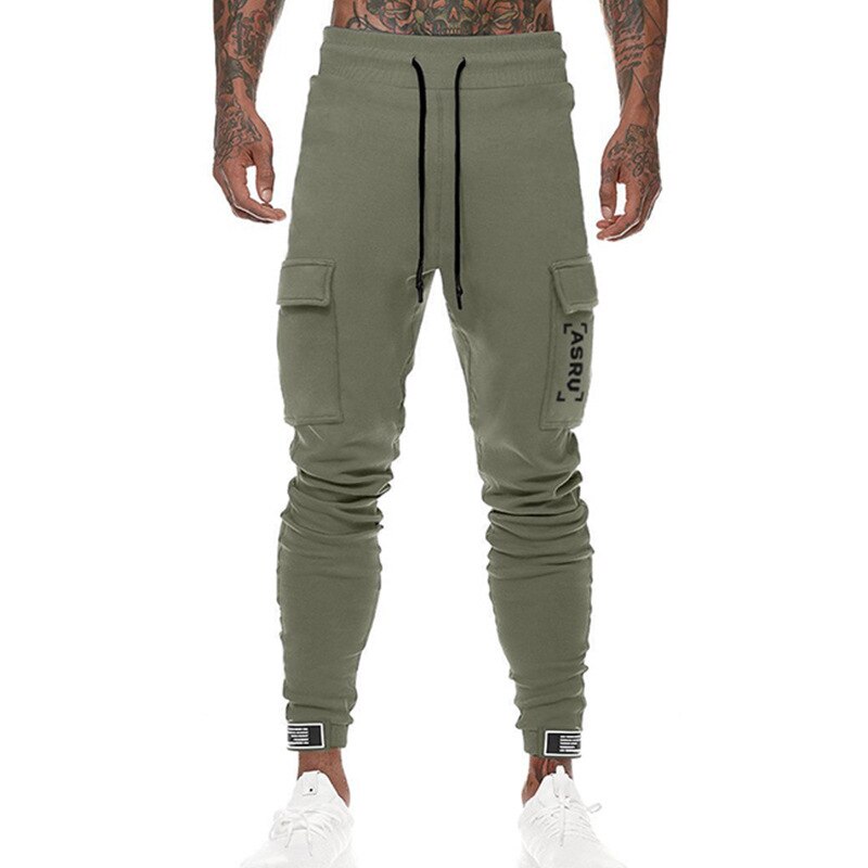 Stil overalls herre ensfarvet multipocket mærke herre sports fritidsbukser slim fit herrebukser med små fødder