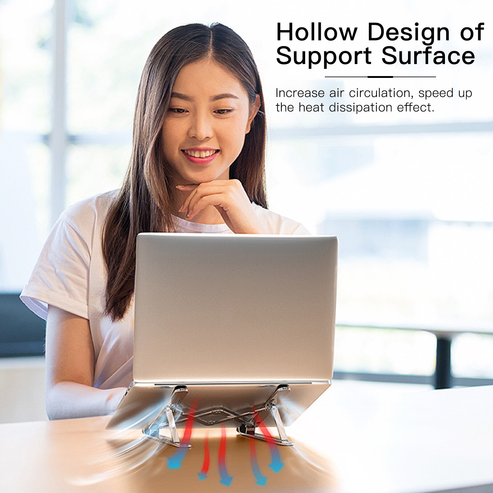 Portable Laptop Stand Foldable with 7 Levels Height Adjustment Aluminum Alloy Laptop Riser Ergonomic Notebook Holder Stand