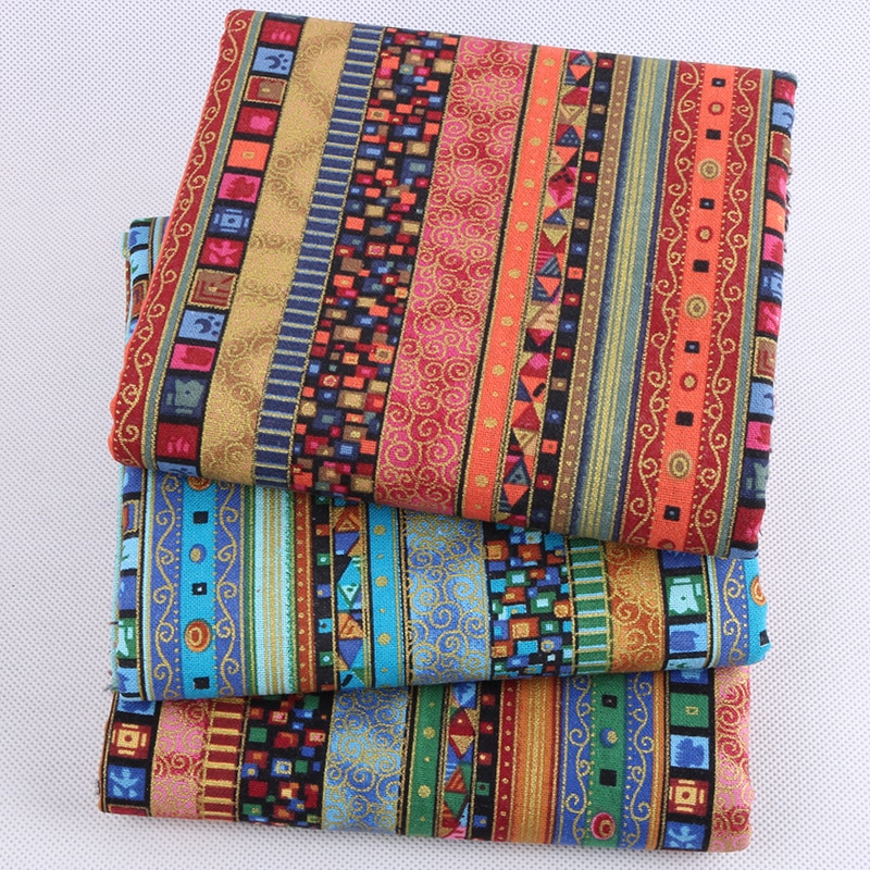 Nanchuang-tissu en lin de coton imprimé ethnique, pour décoration, literie, canapé, coussin, nappe, 45x45cm, 3 pièces