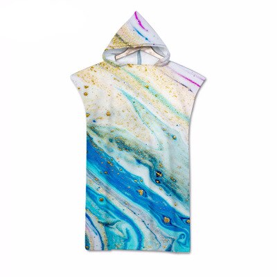 Sommer hætteklædt badehåndklæde mikrofiber våddragt marmor print skiftende kappe poncho surf håndklæde til svømning udendørs badekåbe: C
