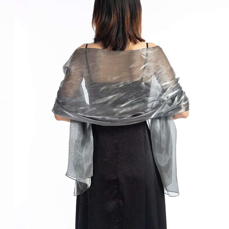 Bryllup sjaler og vikler 170*70 mørkegrå fest aftenkjole bryllup wrap bolero cape sjal ren farve langt tørklæde: Mørkegrå