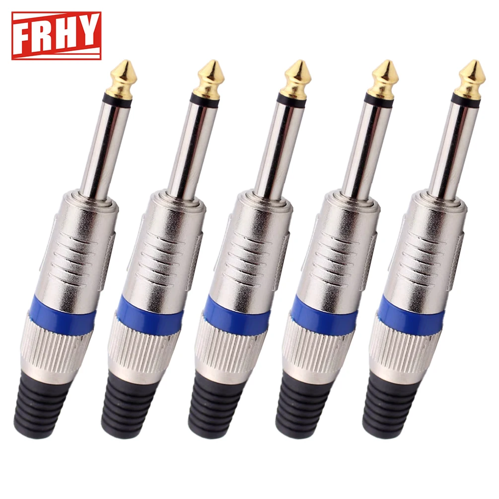 Set di adattatori audio da 5 pezzi: spine placcate in oro da 6,35 mm a RCA/3,5 mm, alloggiamento in metallo, blocco a vite, audio Hi-Fi per microfono/ampli/altoparlante