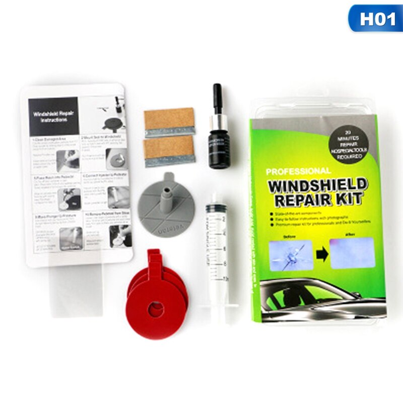 Car Windshield Window Glass Repair Kit DIY Windscreen Scratch Crack Fix Restore Tools Windows Screen Polishing Resin Set: H01