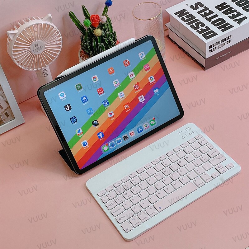 Hiszpańska klawiatura kompatybilna z Bluetooth dla tabletu rosyjska portugalska Android iOS Mini bezprzewodowa klawiatura tabletu dla ipada: Pink