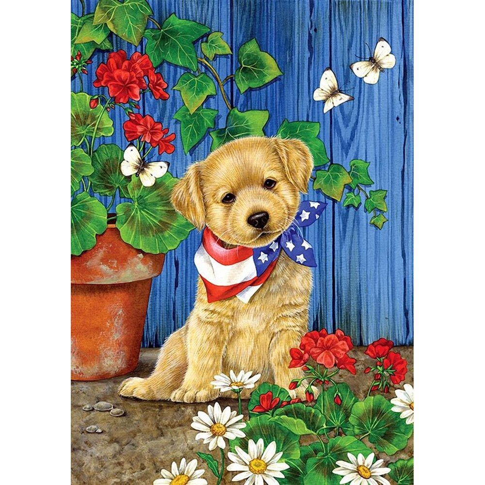 5D Cute Dog Painting Indoor Store Decoration Portrait Full of Diamond Dog Resin Diamond Painting 30*40CM: B