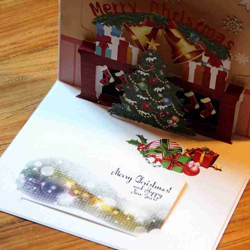 3D Vouwen Type Lase Card Kerst Verjaardag Bruiloft Papier Kerst Verjaardag Cadeau Card Uitnodigingen Wenskaart A4W3