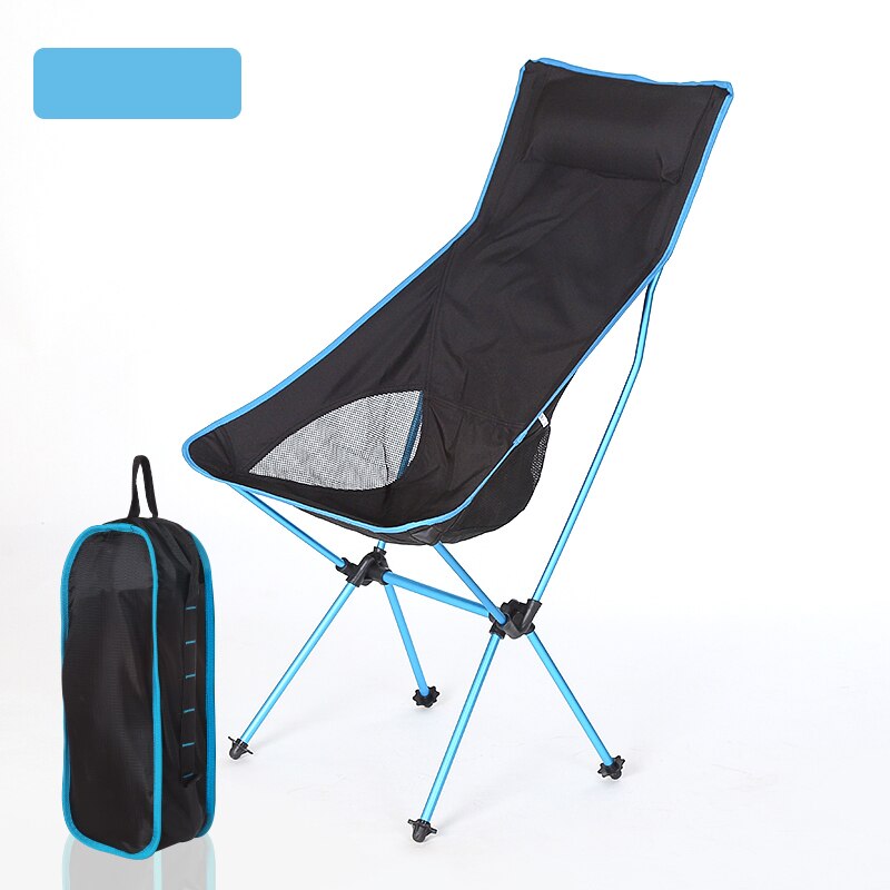Silla plegable ultraligera para acampar al aire libre, picnic, senderismo, playa, ocio, mochila de viaje, silla de Luna, silla de pesca portátil: Sky blue