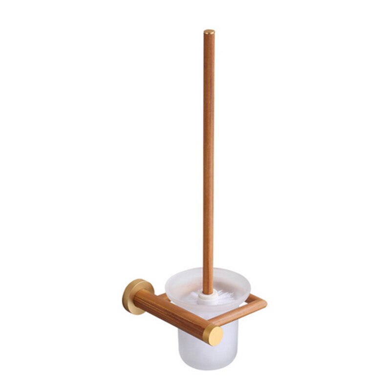 Houten handdoekhouder voor in de badkamer, set badkameraccessoires, toiletborstelhouder, set badkameraccessoires, toiletrolhouder voor aan de muur: Hout j