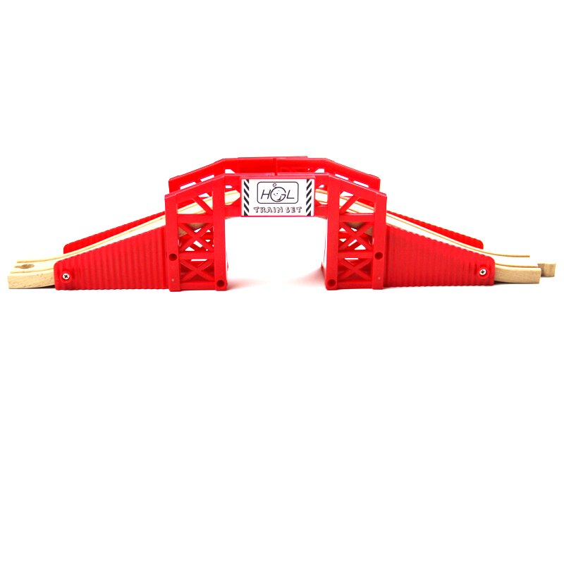 EDWONE tutti i tipi di ponte in legno treno magnetico faggio accessori per binari ferroviari in legno adatti per binari Biro in legno: red bridge