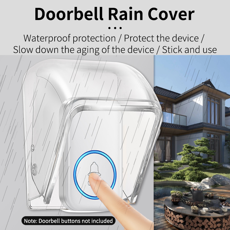 CACAZI Outdoor-Türklingelknopf, wasserdichte Abdeckung, kabelloser Ring-Gong-Knopf, PC, transparenter Regenschutz für Zuhause, Gehäuse, Schutzknopf