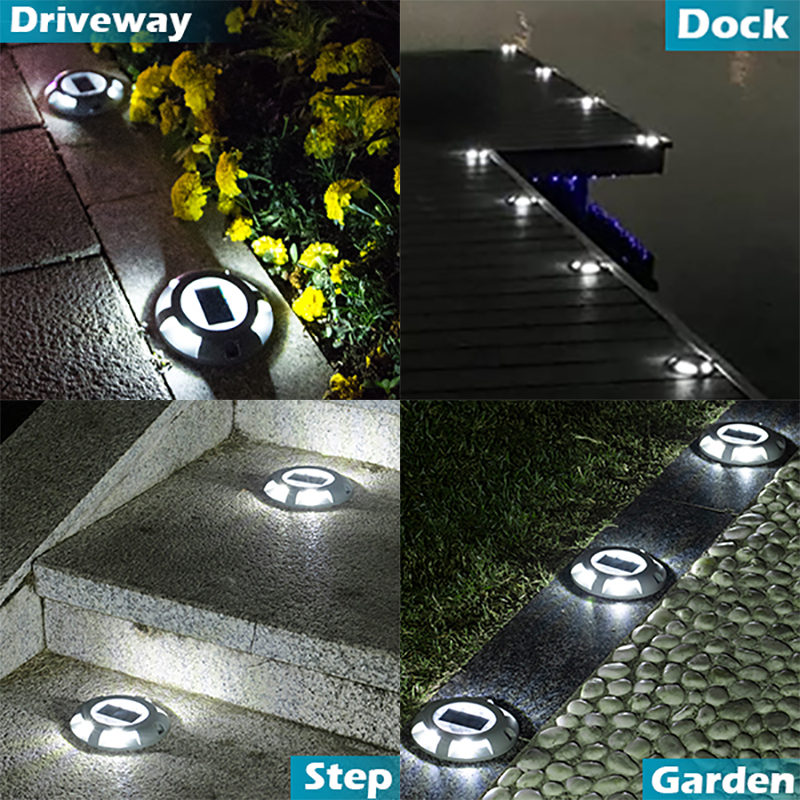 Solar Lights 4 Leds Outdoor House Ground IP68 Waterproof for Garden Decor Stair Pathway Road Stud Landscape LED Lamp 1PC
