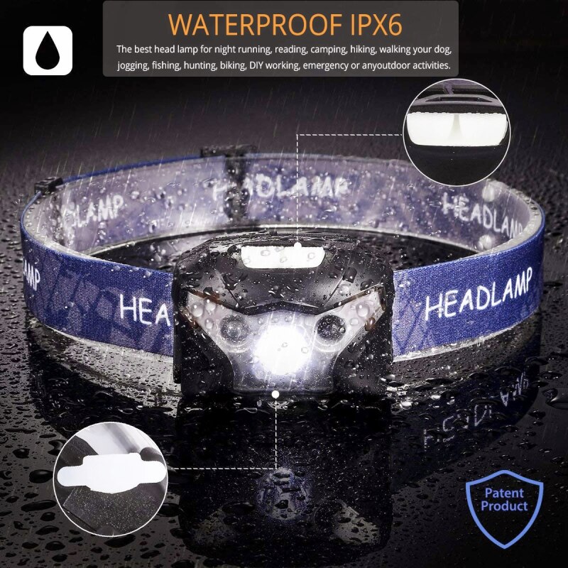 LED Scheinwerfer Motion Sensor Scheinwerfer USB Aufladbare Wasserdichte Scheinwerfer Scheinwerfer Camping Kopf Vorder Licht mit Batterie