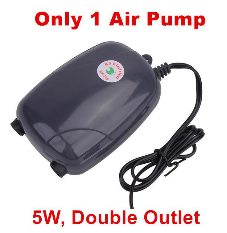 220v 3w 5w akvarieluftpump akvarium mini luftkompressor enkel dubbelutlopp syrepump akvarietillbehör för fisk: Grön