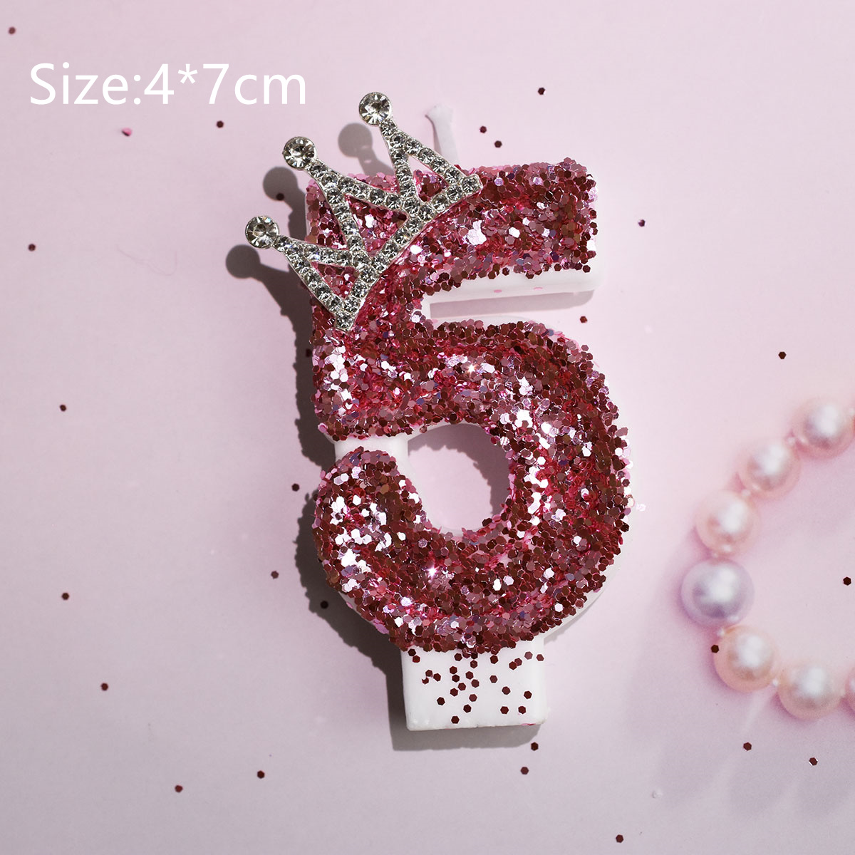 Yellow Pink Candle Sequins Shiny Crown Number 0-9 Cake Topper Insert For Girl Birthday Party Dessert Table Wedding Day: Light Yellow